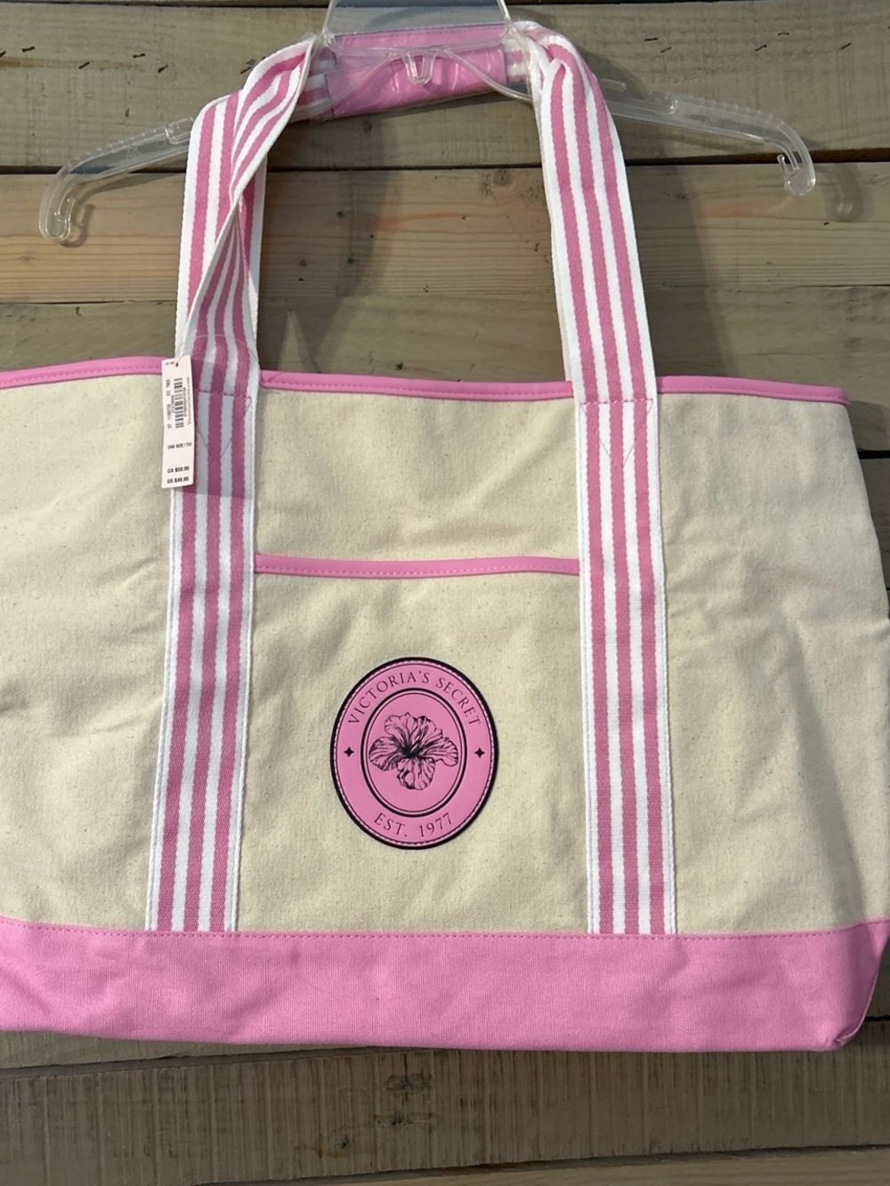Victoria's Secret Pink and Cream Canvas Tote